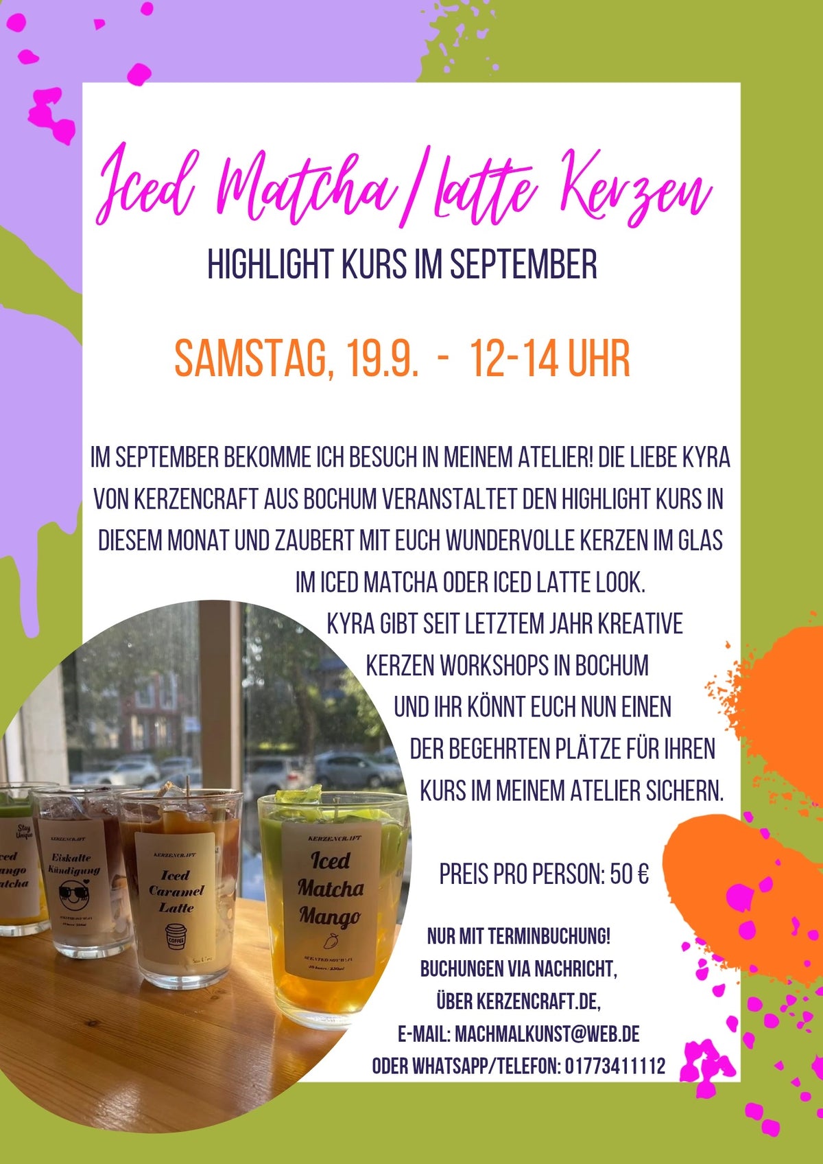 Kerzen-Workshop: Iced Latte / Iced Matcha Duftkerze selbst gestalten