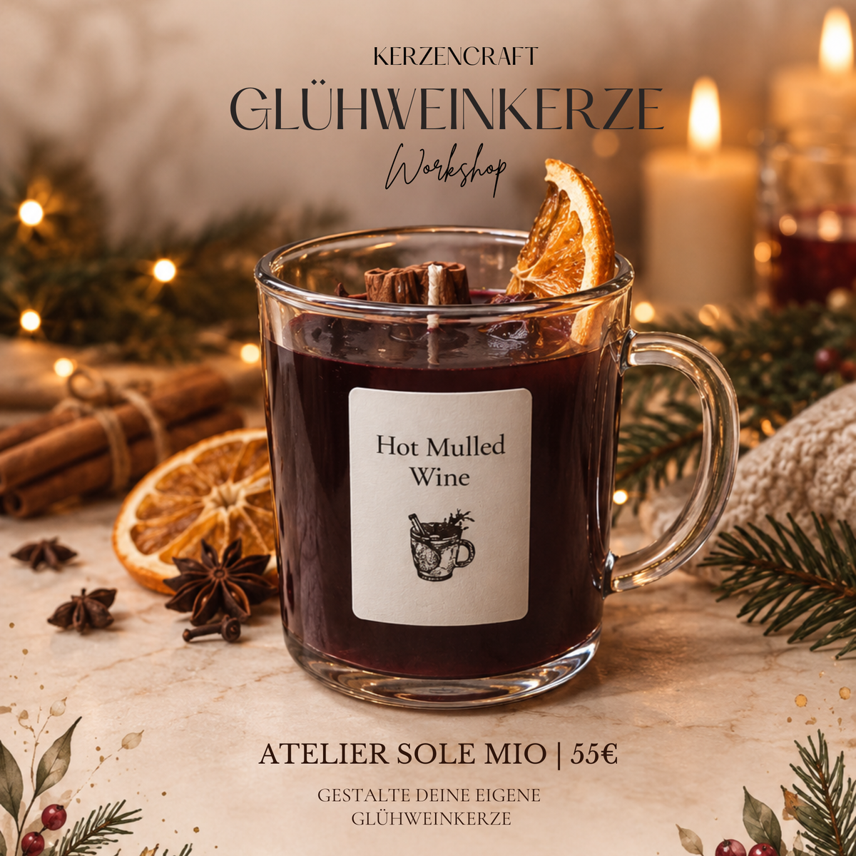 Kerzen-Workshop: Glühweinkerze selbst gestalten